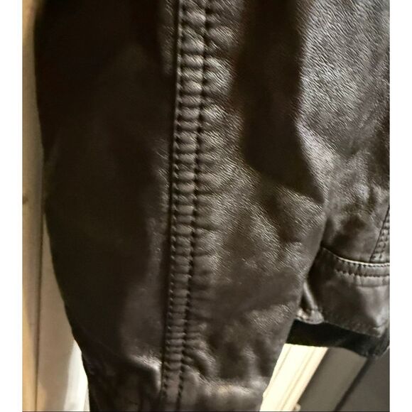 Downtown Coalition Women's Faux Leather Hooded Biker Moto Jacket Black Size XS - Picture 6 of 10